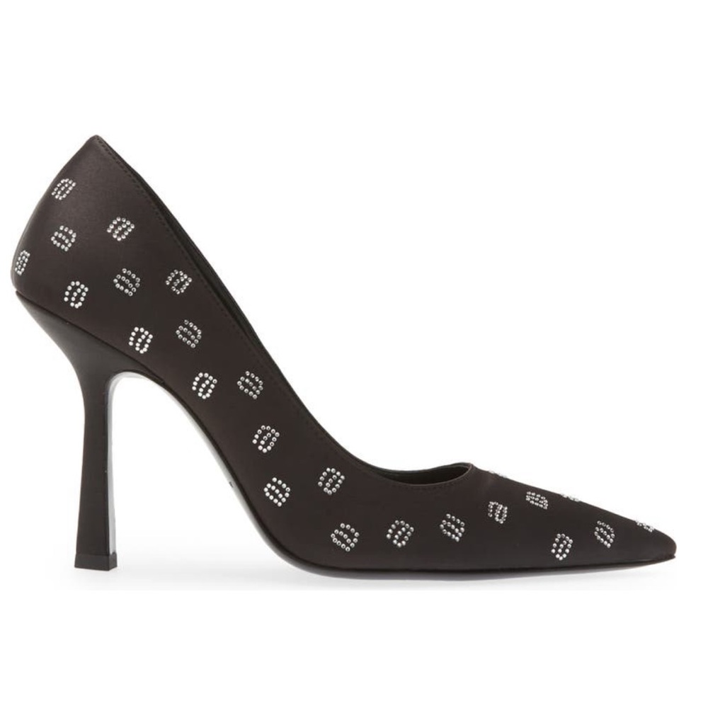 Alexander Wang Delphine Crystal Logo Pointed Toe Pump Black Size 9.5/39.5 NEW